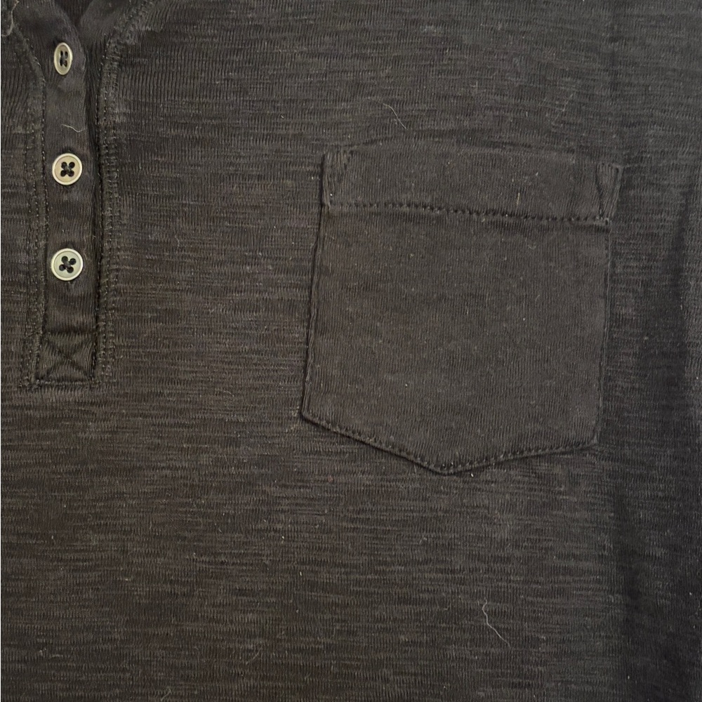 Liz Claiborne Henley Top Womens XL Black Excellent Slub Knit Cotton Tee - Picture 4 of 6